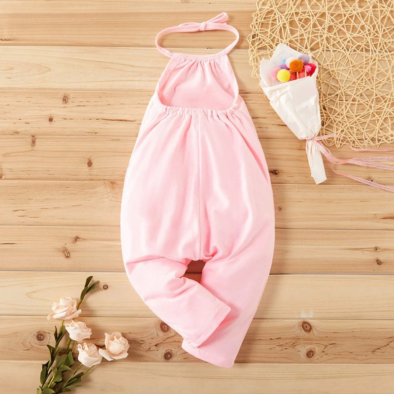 New Fashion Kids Baby Girls Strap Cotton Romper Toddler Sling Jumpsuit Harem Trousers Lace Up Sport Casual Loose Summer Clothes