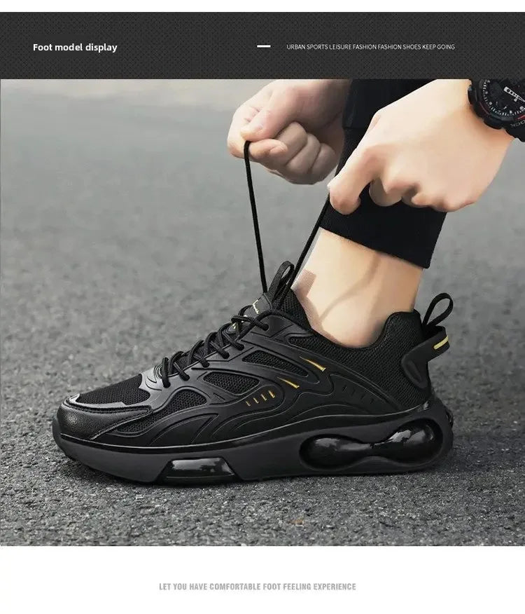 Spring Hot Sale Of The Season Men's Dad Shoes Fashionable Breathable Lightweight Air Cushion Shock Absorption Thick Bottom Simpl