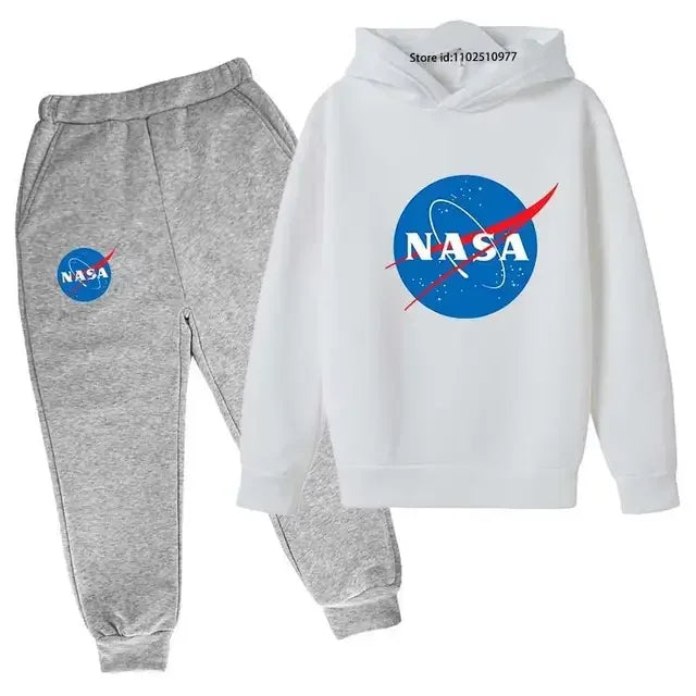 Casual Spring Autumn 2pcs Hoodie+jogging Pants Kids NASA Fashion Tracksuits 3-13 Years Boys Girls Trend Outfits Children Clothes
