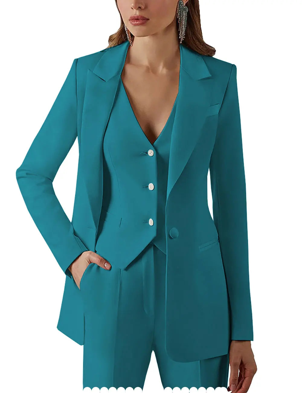 Womens Suits for Office Work 3 Pieces Set Lady Blazer Business Suit Set Work Pant Vest Jacket (Blazer+Vest+Pants)