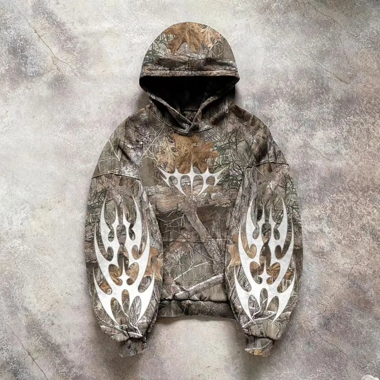 Sweatshirt Hoodie Y2K Retro zip up Camouflage Pattern zipper High Street Hip Hop Streetwear Oversized Unisex Camo Hoodie BAZAARHUBO