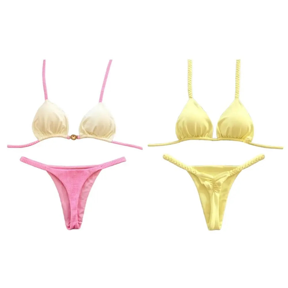 2Pcs/Set Fashion Summer Beach Bikini Push-Up Casual Women Swimsuit Bathing Suit Brazilian Swimwear Beach