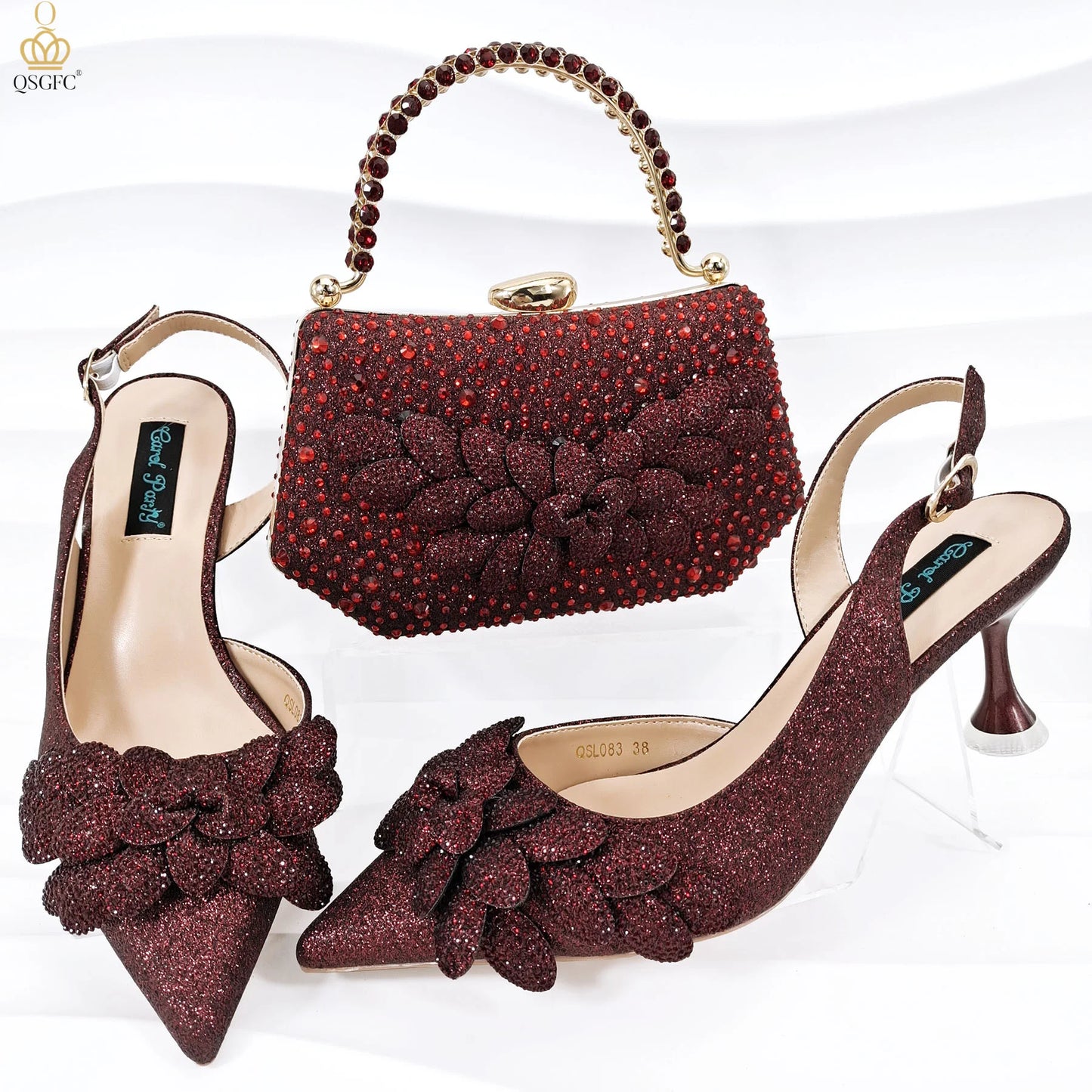 African Fashion Green Heels & Matching Bag Set | Women's Pointed Toe Pumps