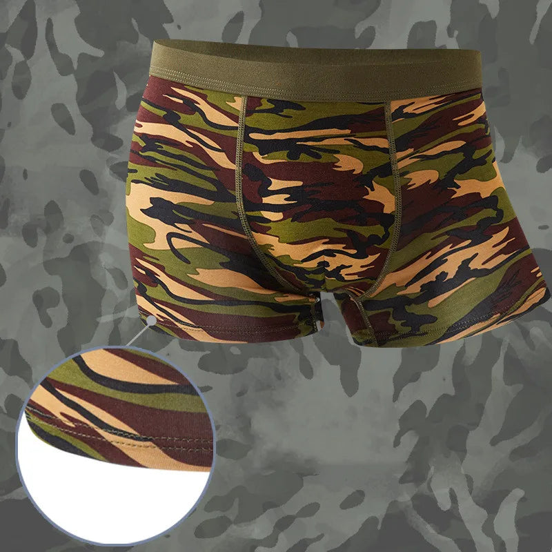 4Pcs/Men's Boxers Camouflage Military Panties Man Sexy Boxer Soft Shorts Underwear Male Army Green Underpants for Men Plus Size