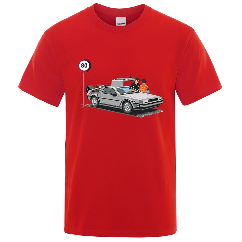 I Was Caught Speeding Funny Printed T-Shirts Men Fashion Casual Short Sleeves Loose Oversized T Shirt Breathable Cotton Tees
