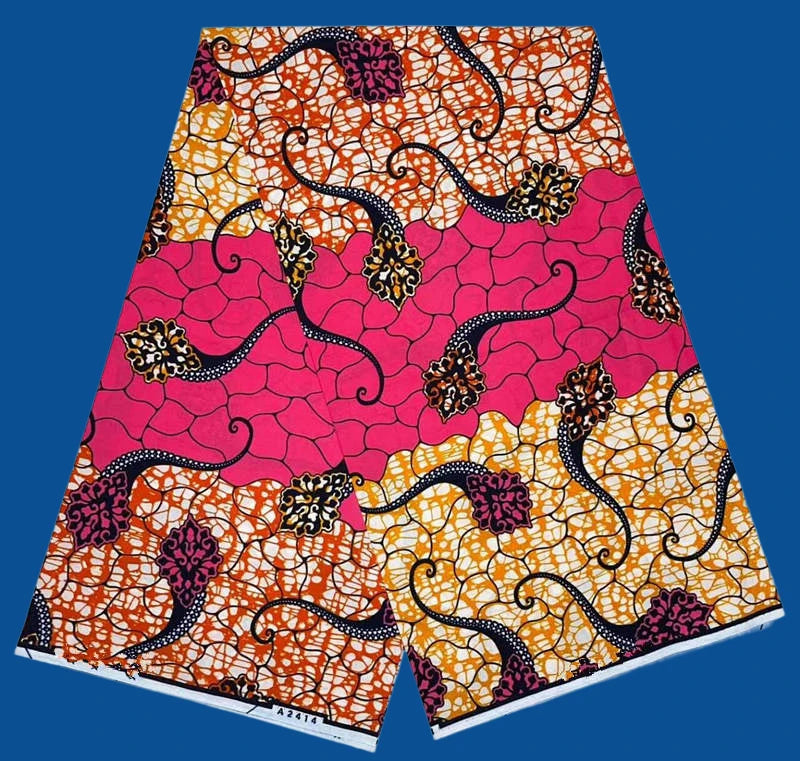 2025 Fashion Veritable African Wax Pagne Wax  100% Cotton Batik Tissu Wax Loincltoh Nigerial Dress 6yards for Sewing YG5-110-1