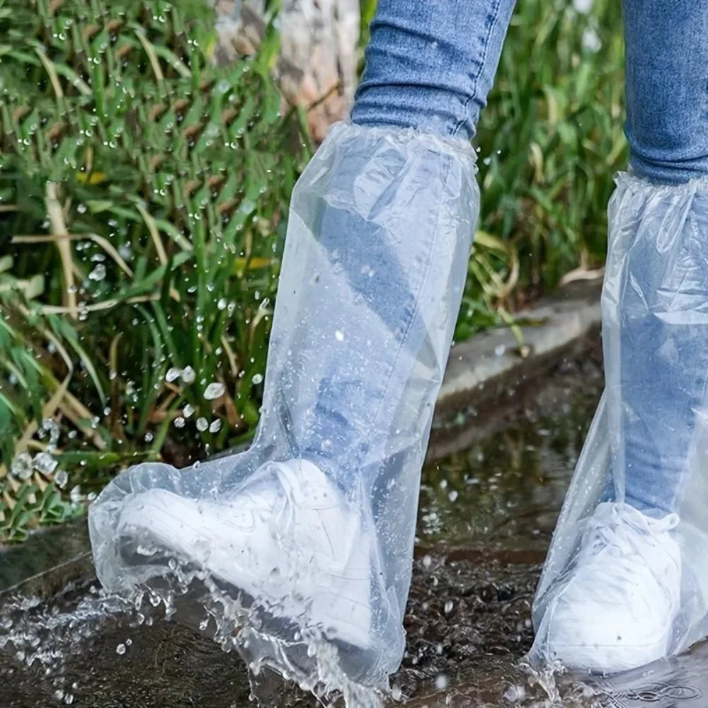 10Pcs Disposable Rain Shoe Covers Transparent Non Slip Waterproof Protectors Uses for Outdoor Wet Weather
