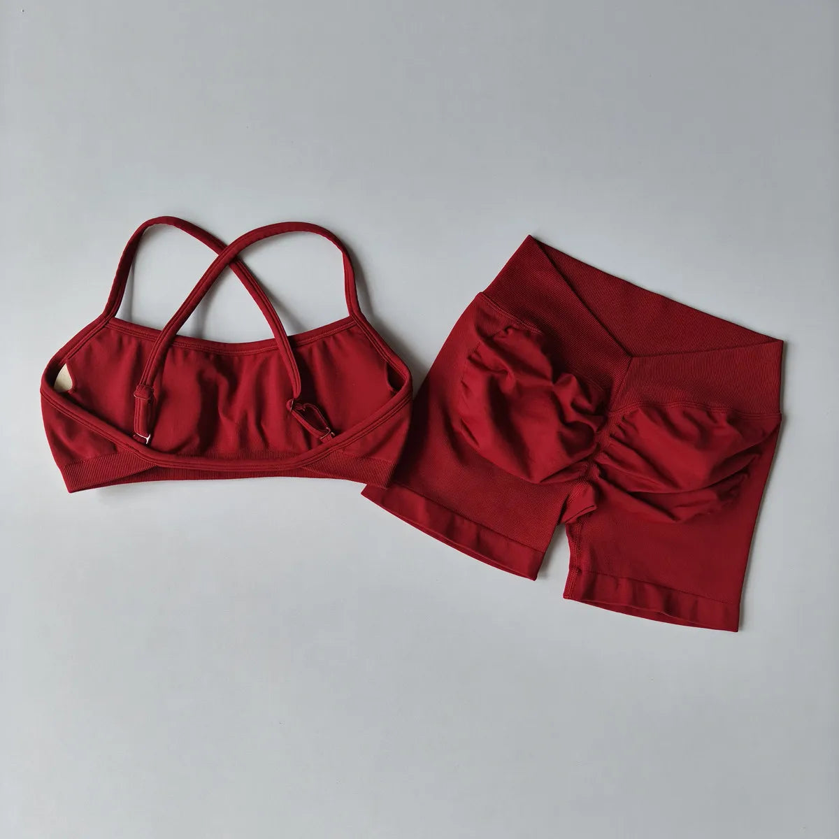 Sports Shorts Set 2 Pieces Seamless Yoga Set Women Workout Tracksuit Sports Bra and Yoga Shorts Suits Sportswear Fitness Gym Set