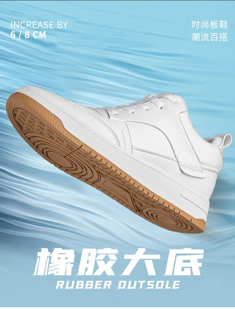 Men Genuine Leather Casual Shoes Men Sneakers Men Skateboard Shoes Comfortable Platform Male Footwear Height Increase Insole 6-8