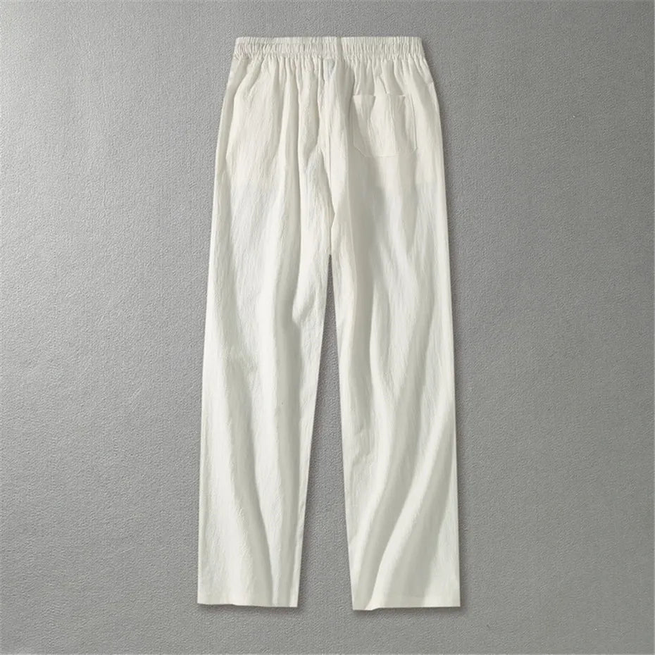 Linen Pants Men Plus Size 9XL 8XL Pants Summer Linen Trousers Male Fashion Casual Solid Color Pants Big Size 8XL 9XL