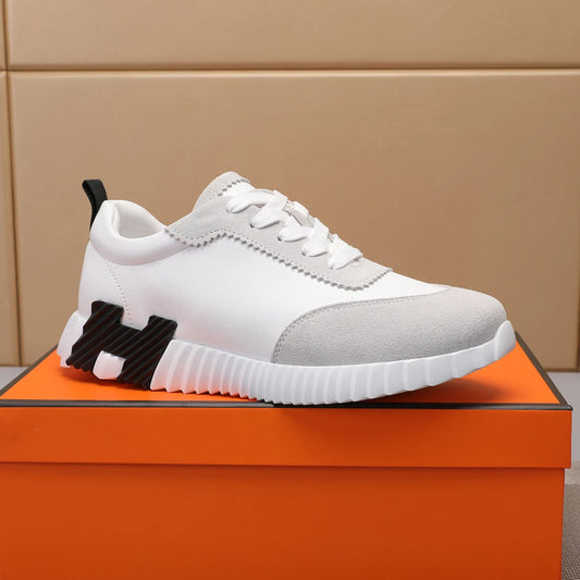 Leather Men's Shoes Comfortable Breathable British Style Casual Running Shoes Fashionable Board Shoes round Toe Thick Bottom