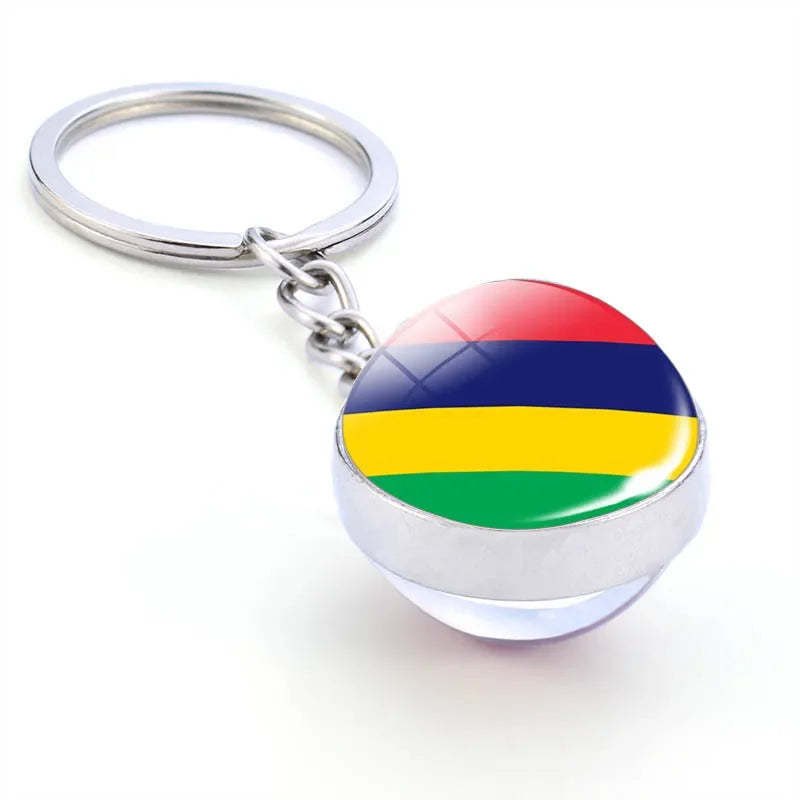 Africa National Flag Keychain  Nigeria South Africa Keyrings Crystal Ball Jewelry Fashion Double Side Glass Ball Men Women Gift