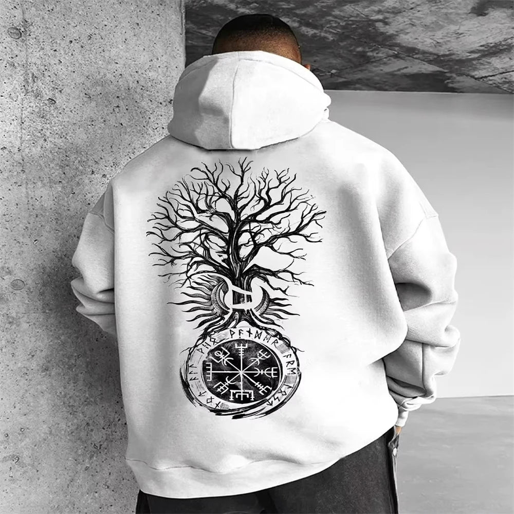 2024 Summer Men's Neck Hoodie 3D Compass Printed Sweatshirt Simple Fashion Male Clothing Loose Oversized for Men New