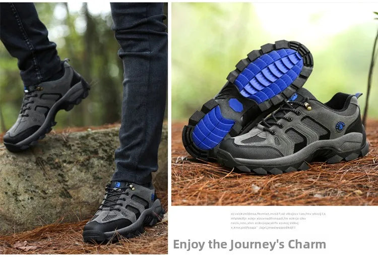 Men's Outdoor Climbing Shoes Breathable Waterproof Sports Hiking Shoes Rubber Outsole Low Cut Lace up Casual Shoes