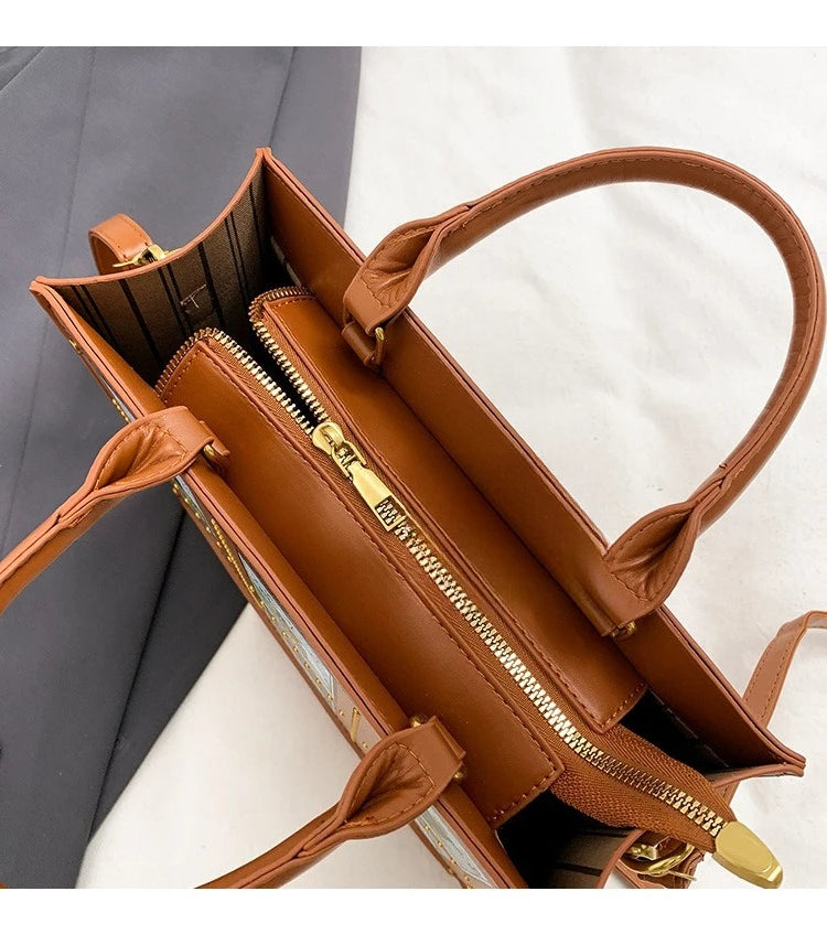 Vintage and Luxury Designer Bag Popular Fashionable Tote Bag Large Capacity with Delicate Embroidery Cat Printing Bag for Women
