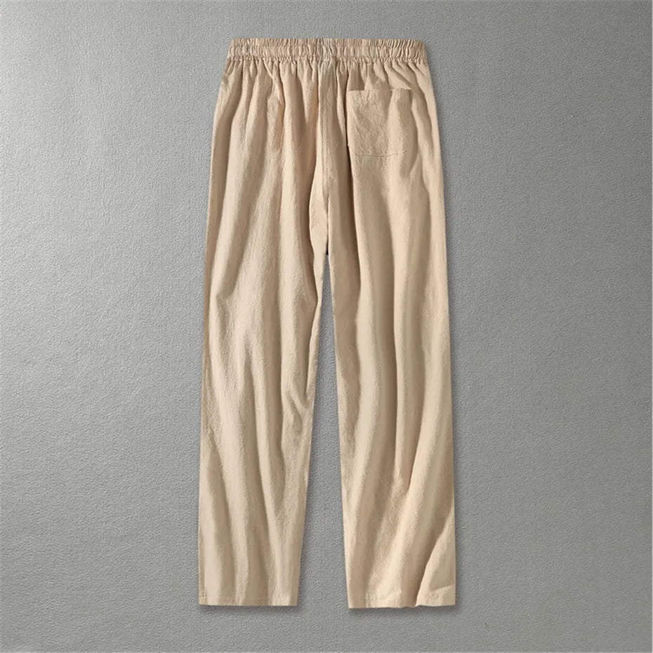 Linen Pants Men Plus Size 9XL 8XL Pants Summer Linen Trousers Male Fashion Casual Solid Color Pants Big Size 8XL 9XL