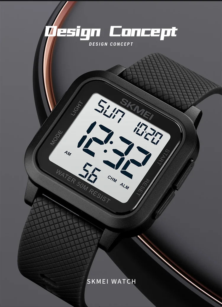 SKMEI Sport Watches Mens Alarm Countdown Clock Male 5Bar Waterproof Military Back Light Shockproof Calender Digital Wristwatch