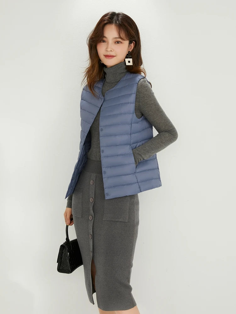 NewBang 90% Matte Fabric Womens Ultra Light Down Vest Waistcoat Sleeveless