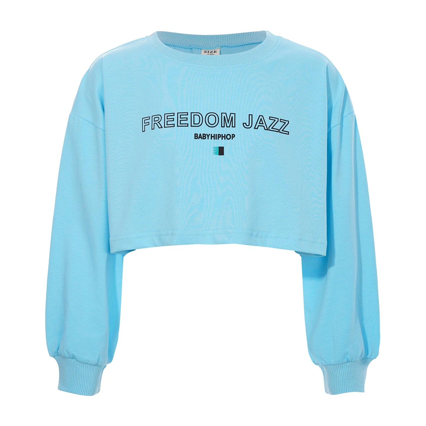 Kids Girl Long Sleeve Fashion Crop Top Casual Loose Pullover T-shirt for Hip-Hop Jazz Street Dance Performance School Daily Wear