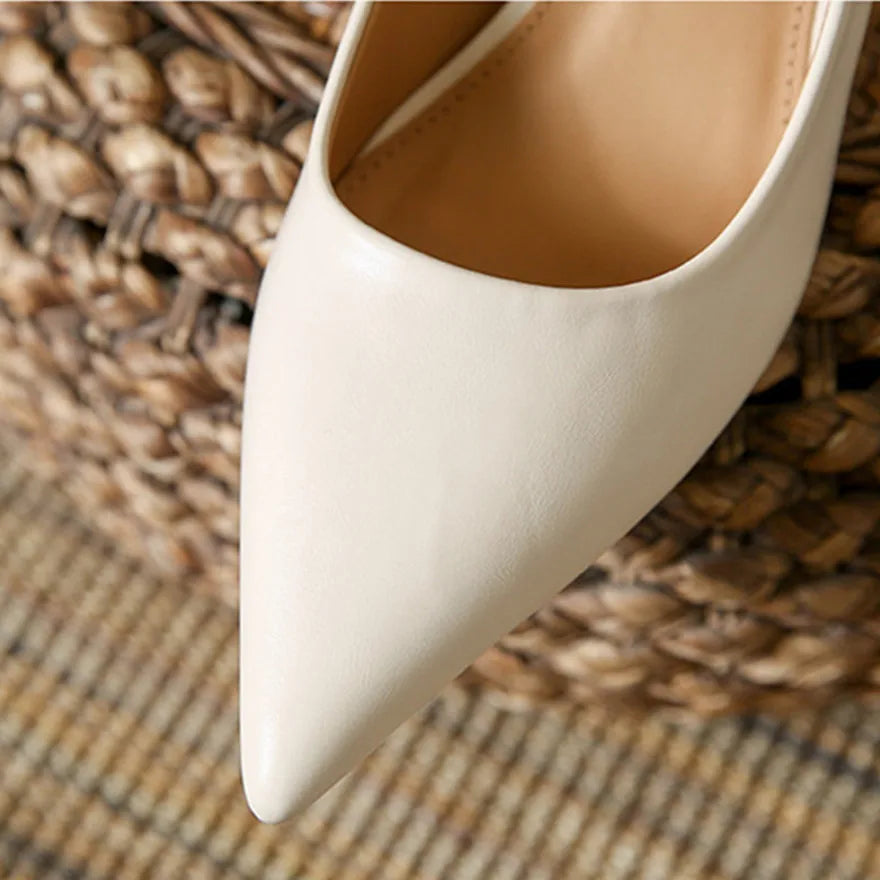 Soft Leather Concise Ladies Office Shoes 2026 Spring Shallow Comfort 6.0cm High Heels Women Pumps Dress Pointy Toe Wedding Shoes