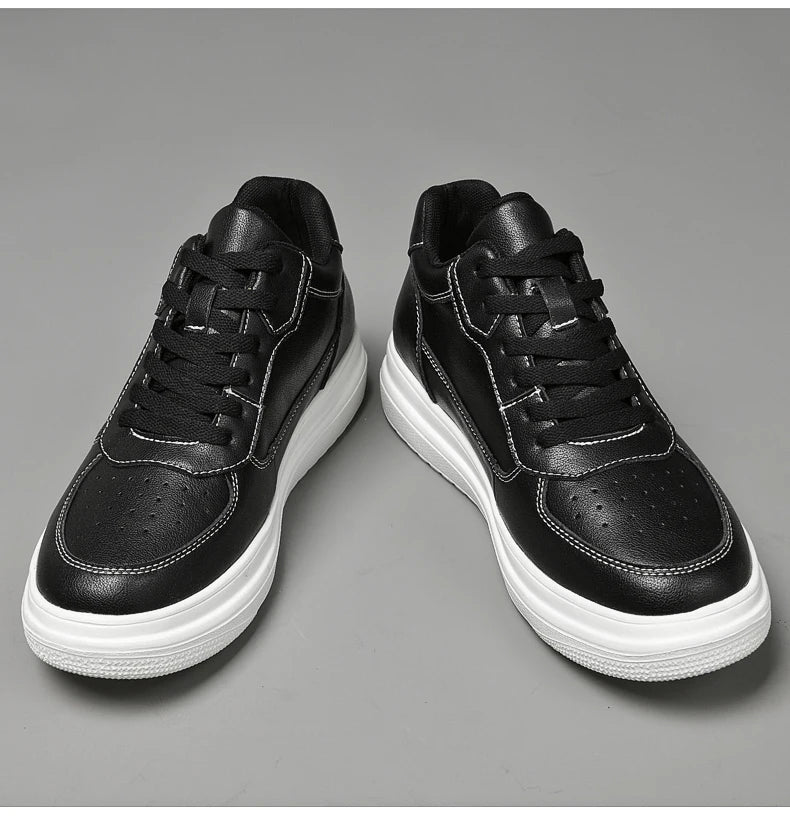 6 8 10cm Height Increasing Men Shoes High Quality Casual Leather Shoes Lace Up Platform Vulcanized Shoes Luxury Sneakers for Men