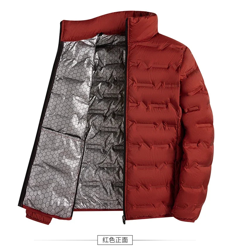 CHUJIE Winter white down jacket men's graphene self heating windproof pleated down jacket stand collar casual warm down jacket