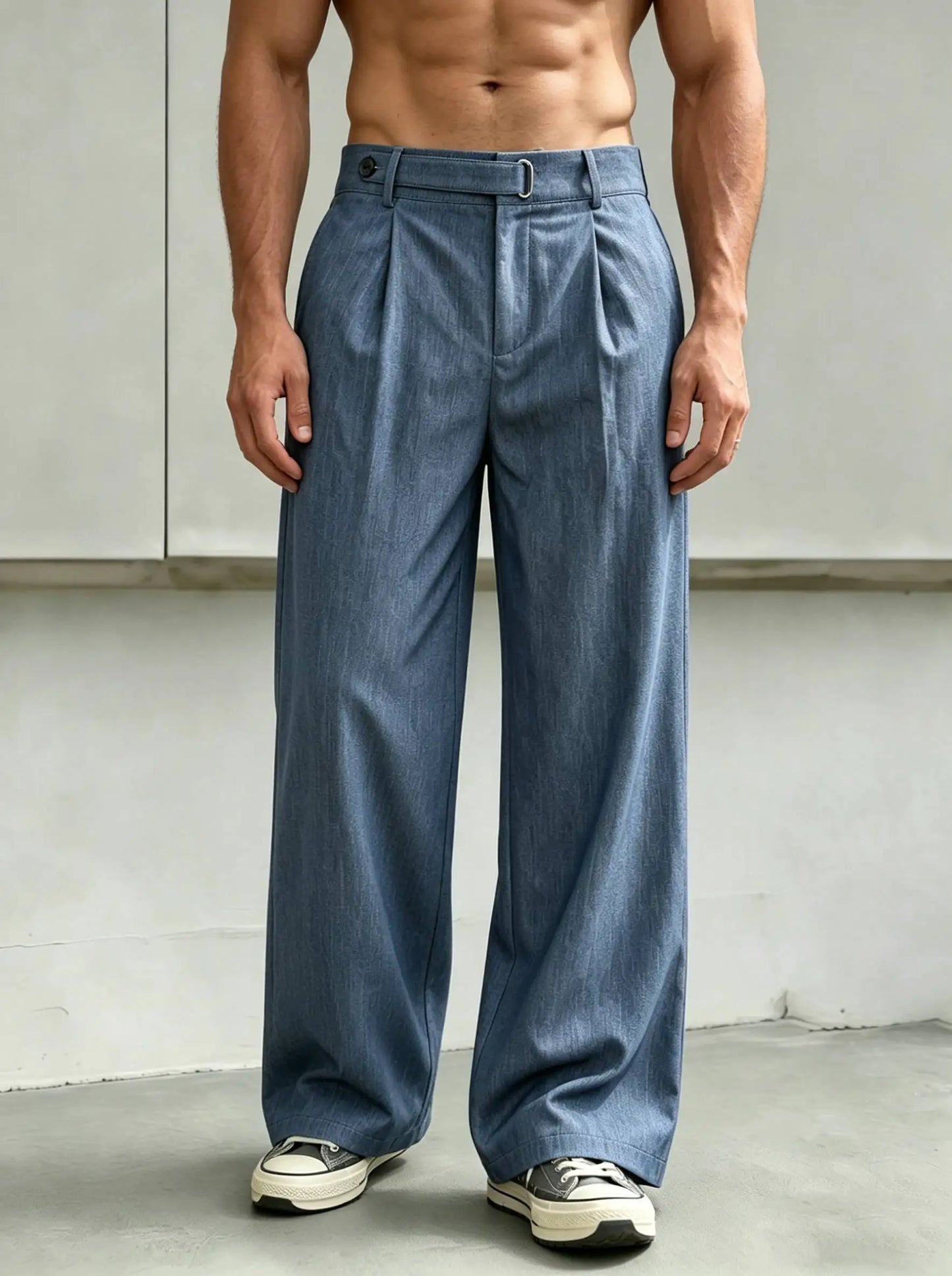 Men's Summer Thin Wide Leg Casual Pants, Textured Versatile Commuter Trousers