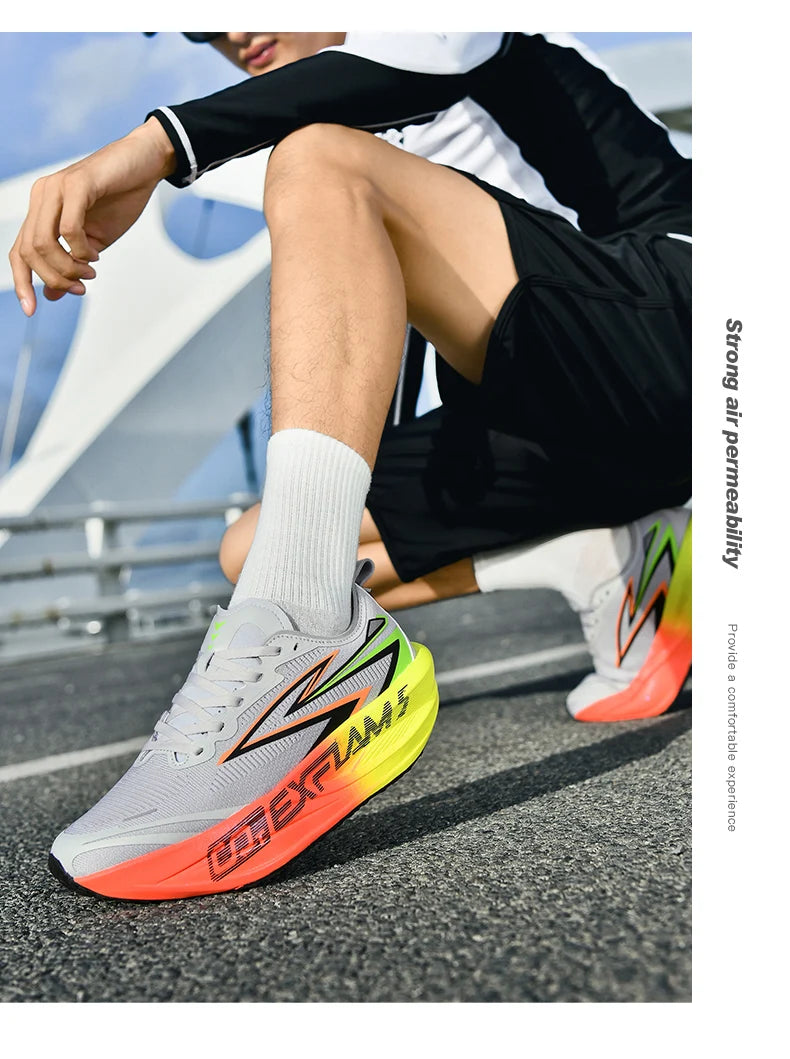 Men Running Shoes Carbon Plate Speciality Marathon Sports Breathable Lightweight Women's Comfortable Nonskid Leisure Sneakers