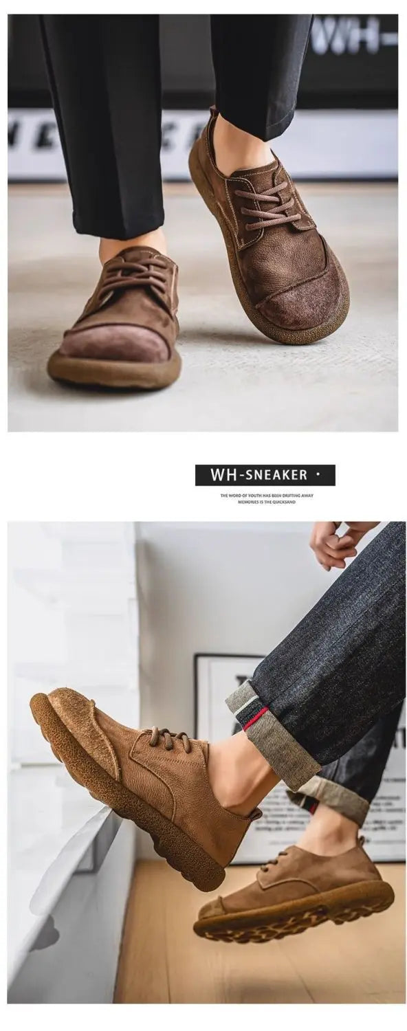 2025 men's shoes autumn new casual shoes wide toe retro low top lace up trend versatile men's shoes