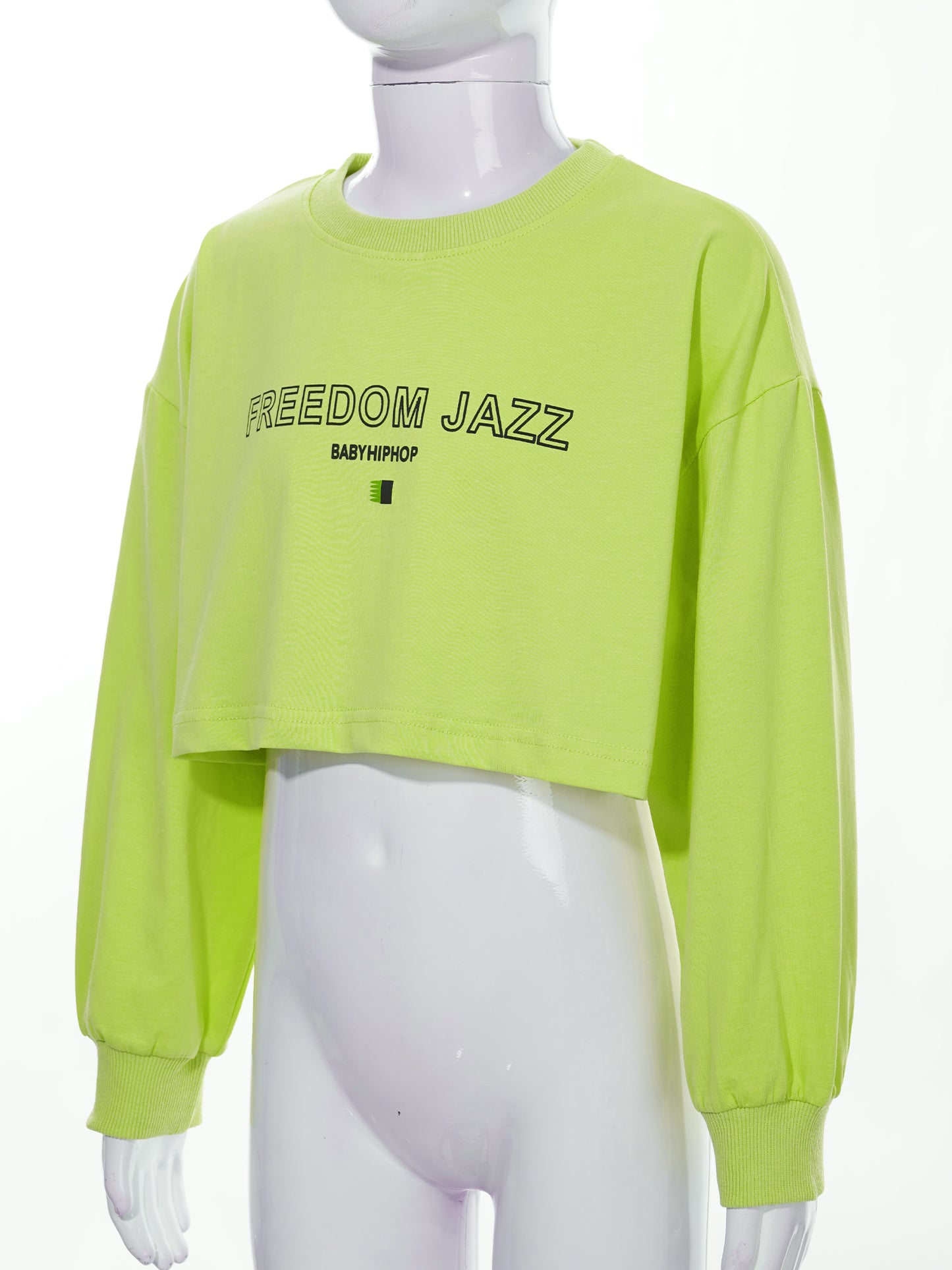 Kids Girl Long Sleeve Fashion Crop Top Casual Loose Pullover T-shirt for Hip-Hop Jazz Street Dance Performance School Daily Wear