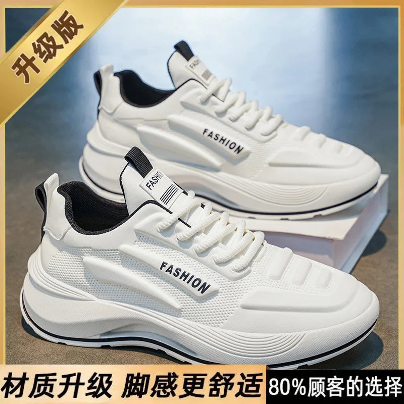 Summer 2026 Men's Thick Sole Sneakers Breathable Casual Running Shoes Streetwear Lightweight Trendy Footwear