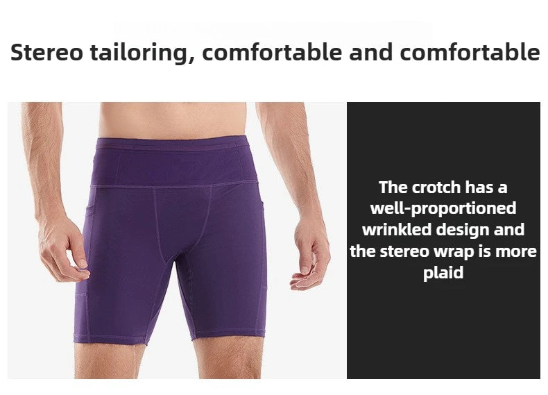 Compression Running Shorts Quarter Length Quick Dry Tight Fit with 6 Pockets for Marathon Training Trail Men Women Multi-Pocket