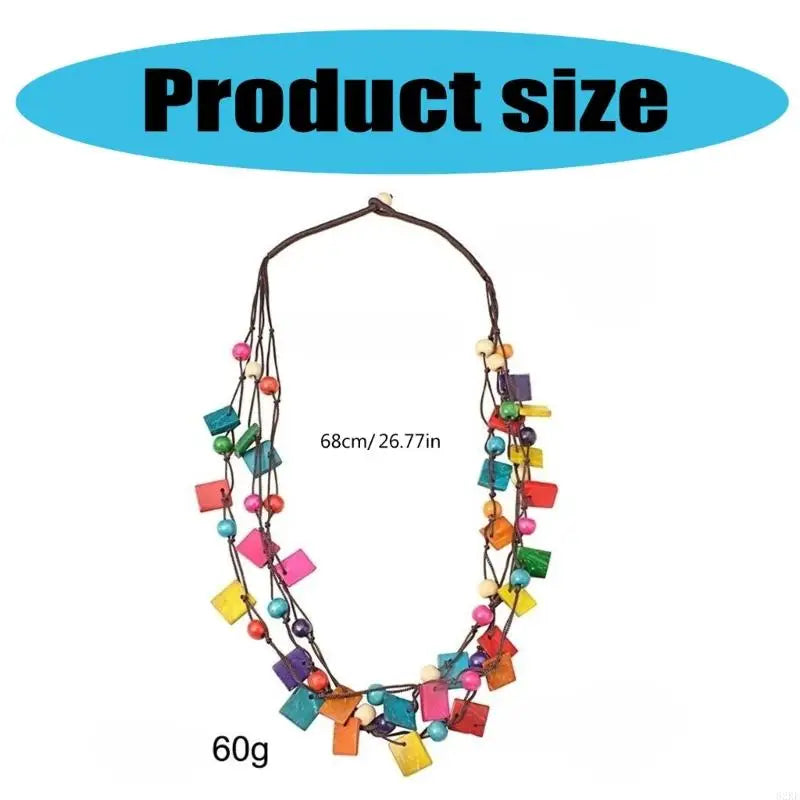 Multilayer Colorful Irregular Pendant Necklace African Styles Wood Beads Jewelry Accessory for Women Casual Wear