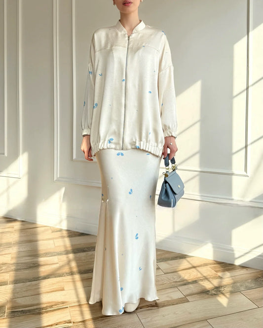 Women Eid Musulman Muslim Sets Solid Blouses Wide Leg Skirts Ramadan Morocco Two Pieces Set Dubai Kaftan Loose Modest Suit