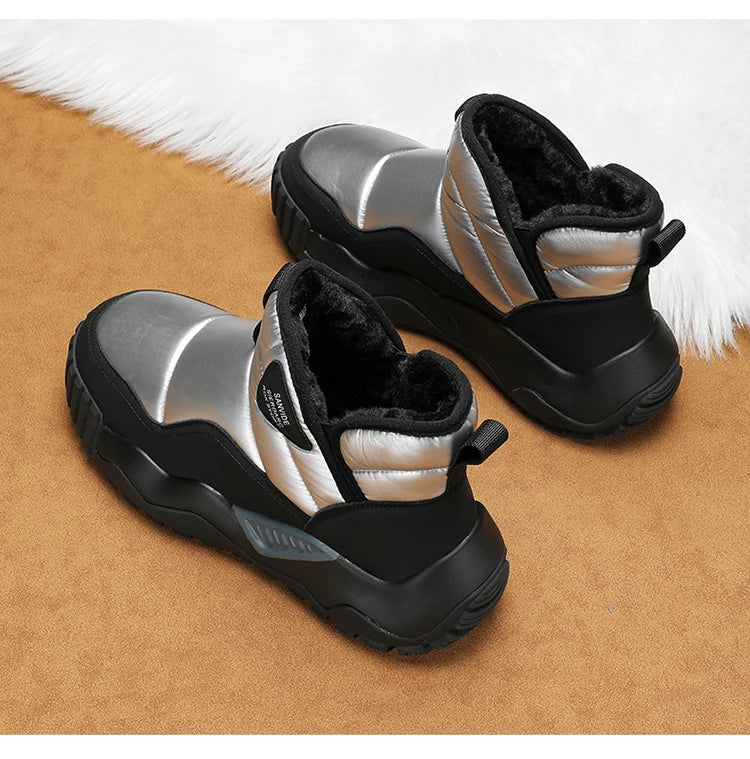 Couple's Slip-on Snow Boots New Man Warm Ankle Boots Outdoor Men's Winter Casual Velvet Thickening PlushCotton Non-Slip Shoes