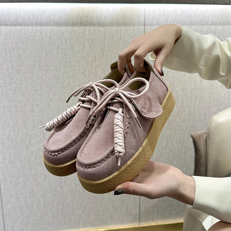 AIYUQI Genuine Leather Women's Shoes 2025 New Flat Non-slip  Derby Female Shoes Large size Lace-up Loafers For Women