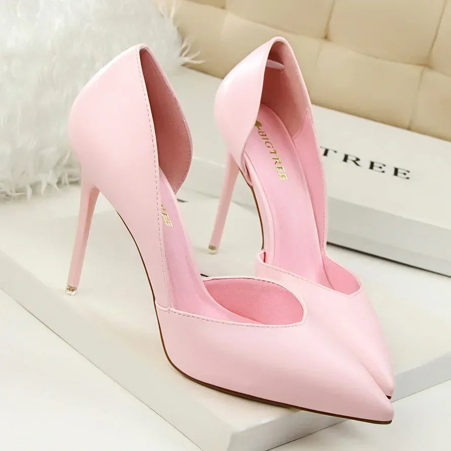 Summer Women Office Work 10.5cm High Heels Nightclub Leather Pumps Lady Fashion Concise Yellow Red Shoes Party Stiletto Heels