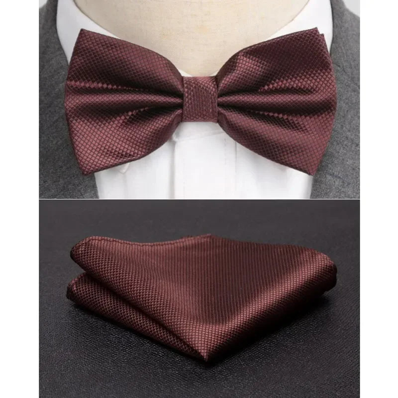 Men Bowtie Cravat Set Solid Fashion Butterfly Party Wedding Bow Ties Girls Formal Dress Tie Mens Bowknot Fashion Accessories BAZAARHUBO