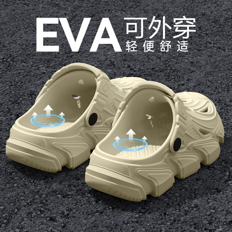 Thick soled perforated shoes for men, 2026 new model for home use, anti slip, wear-resistant, breathable and not tiring