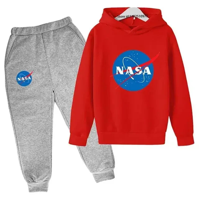 Casual Spring Autumn 2pcs Hoodie+jogging Pants Kids NASA Fashion Tracksuits 3-13 Years Boys Girls Trend Outfits Children Clothes