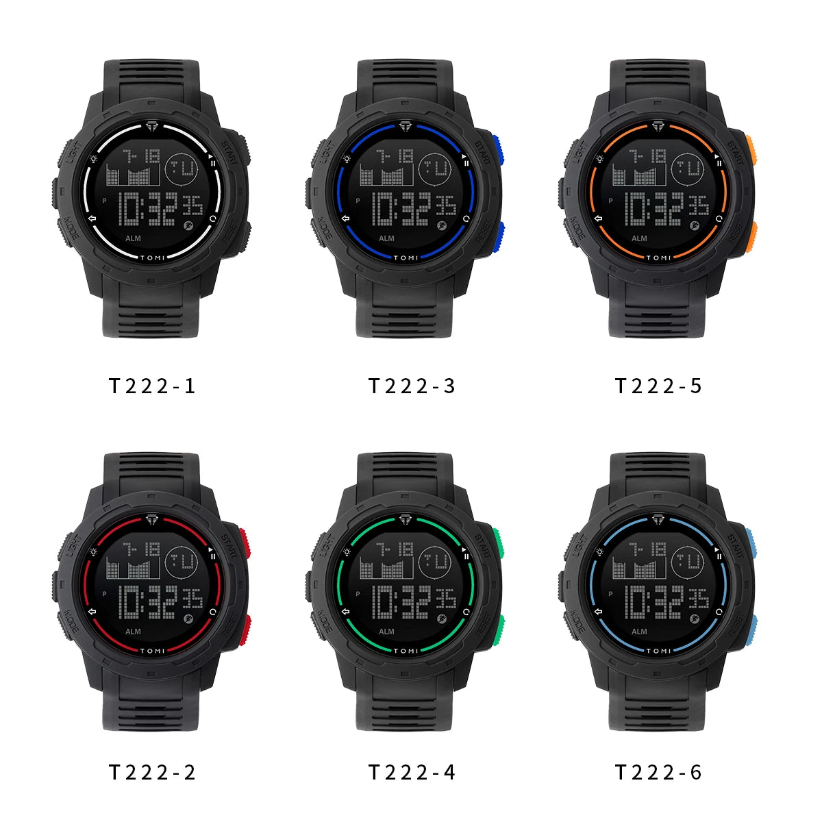 TOMI Sports Watch Digital Watch Multi functional Waterproof Stop Watch Student Sports Electronic Watch Children's Gift
