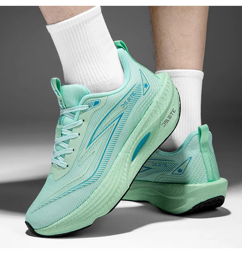 [Sports Shoes] Men's ultra light professional marathon running shoes, carbon plate cushioning, breathable low cut design, fluore