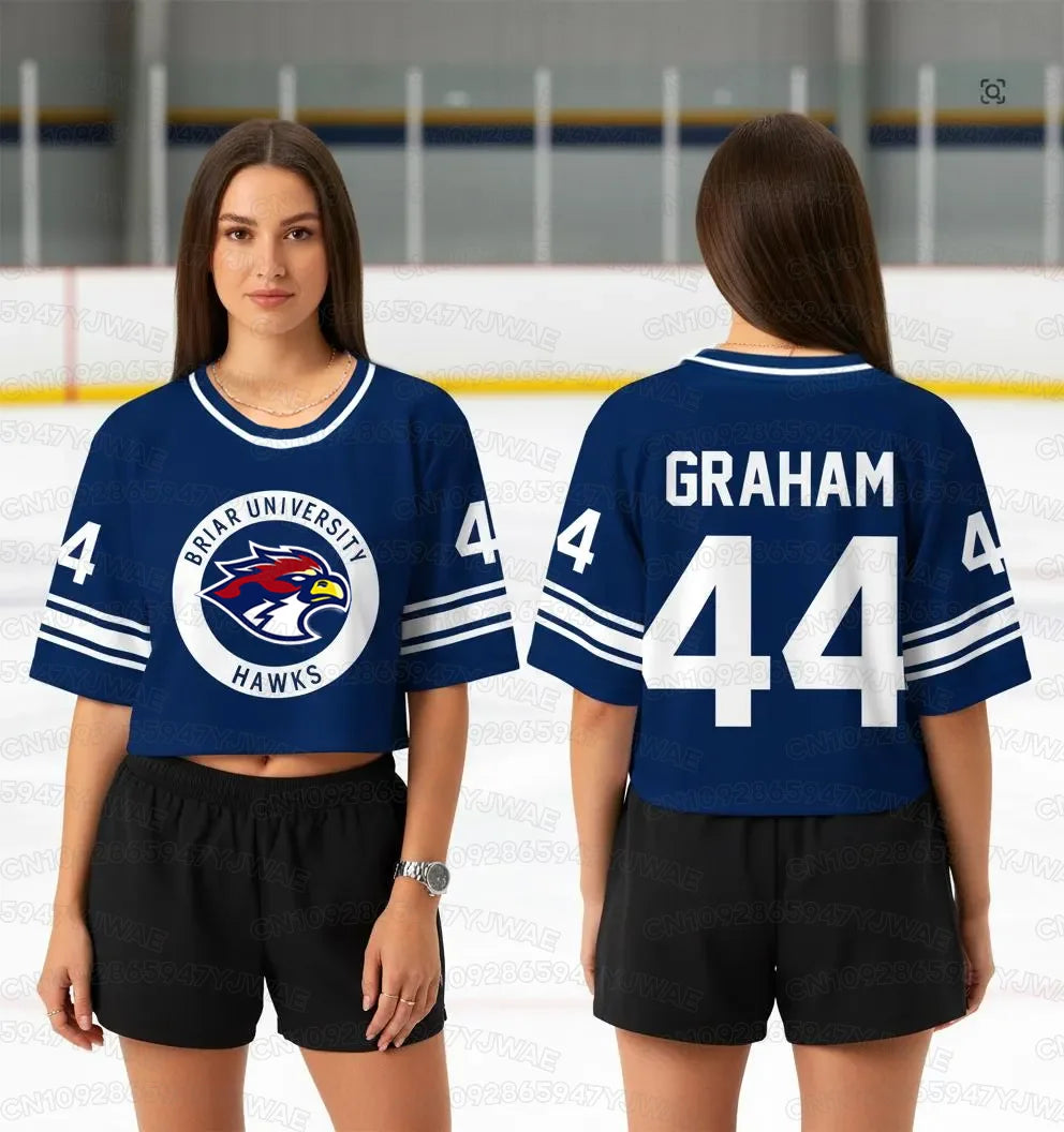Summer Women's Off Campus Briar University Graham 44 DI LAURENTIS 66 Crop Top Football Jersey Short Sleeve Crop T-shirt Tops