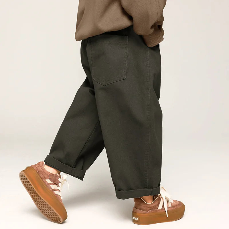 2025 Spring Kids Pants Korean style Children's solid color casual pants Boys cotton loose Trousers