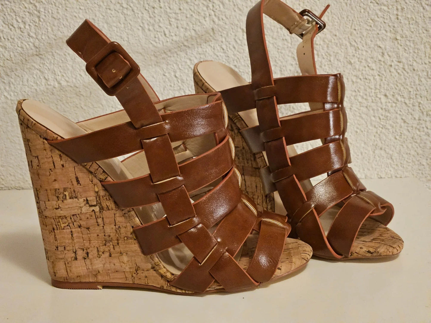 Women’s Cork Wedge Slingback Sandals – Peep Toe Cross Strap Summer Casual Shoes, Comfortable