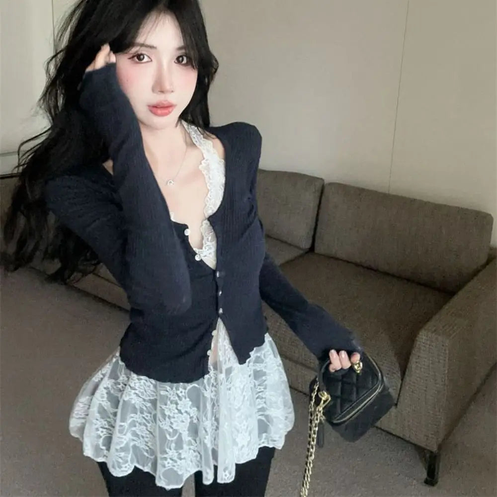 Fashion Transparent Lace Halter Dress V-neck Beachwear Lace-up Short Skirts A-line Spicy Girl Style Dresses Women Club