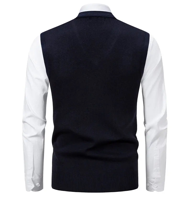 Mens Business Casual Knit Vest Classic Argyle Light Weight Knitwear Suit Vest Versatile Sleeveless Pullover Vests