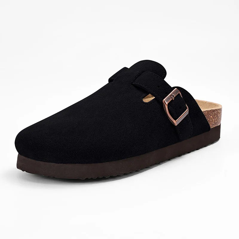 Evshine Men' s Cork Suede Mules with Arch Support Classic Potato Shoes Cozy Cork Footbed Clogs Slippers Men Fashion Beach Sandal