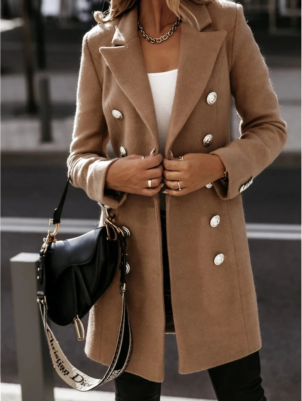 Casual Woolen Coat for Women Long Sleeve Streetwear Korean Fashion Jackets Button Turn Down Collar 2023 New Autumn Winter Coats