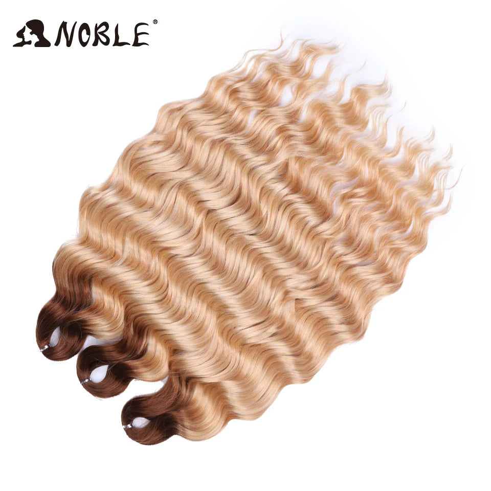 Noble 24 Inch Synthetic Hair Water Wave Braiding Hair Extensions Ombre Rainbow color Deep Wave Curl Twist Crochet Hair Extension